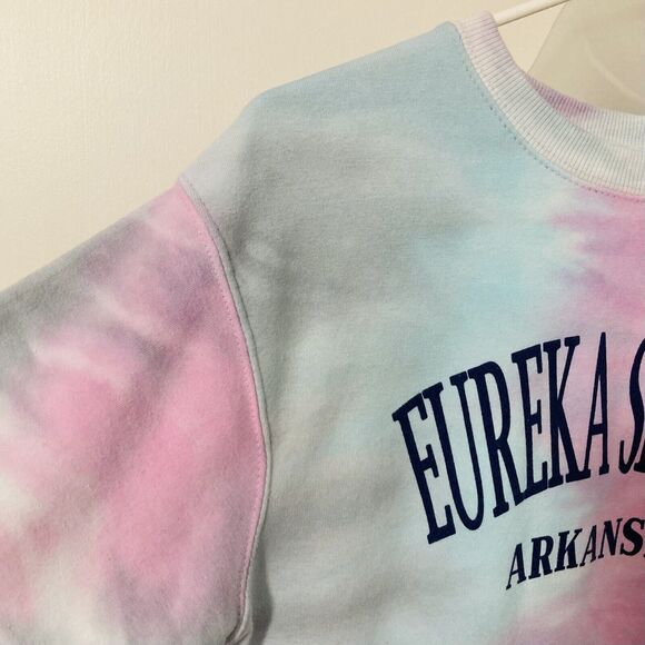 Baypointe Womens Medium Sweatshirt Crew Neck Fleece Tie Dye Pink Green Blue - Picture 7 of 11